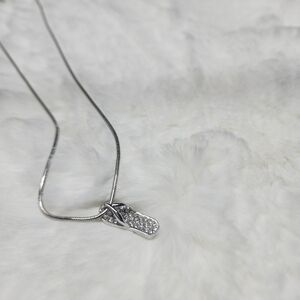 Silver Flip Flop Pendant Necklace